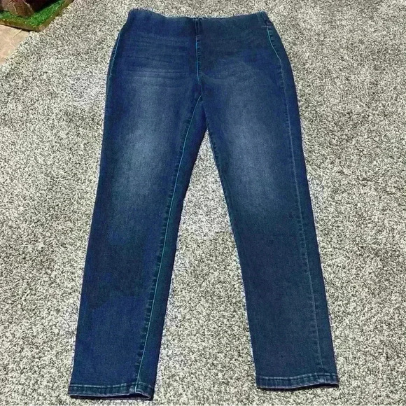 Soft Surroundings Jeans Womens Size M Blue Mid Rise Pull On Skinny Stretch - Picture 1 of 9